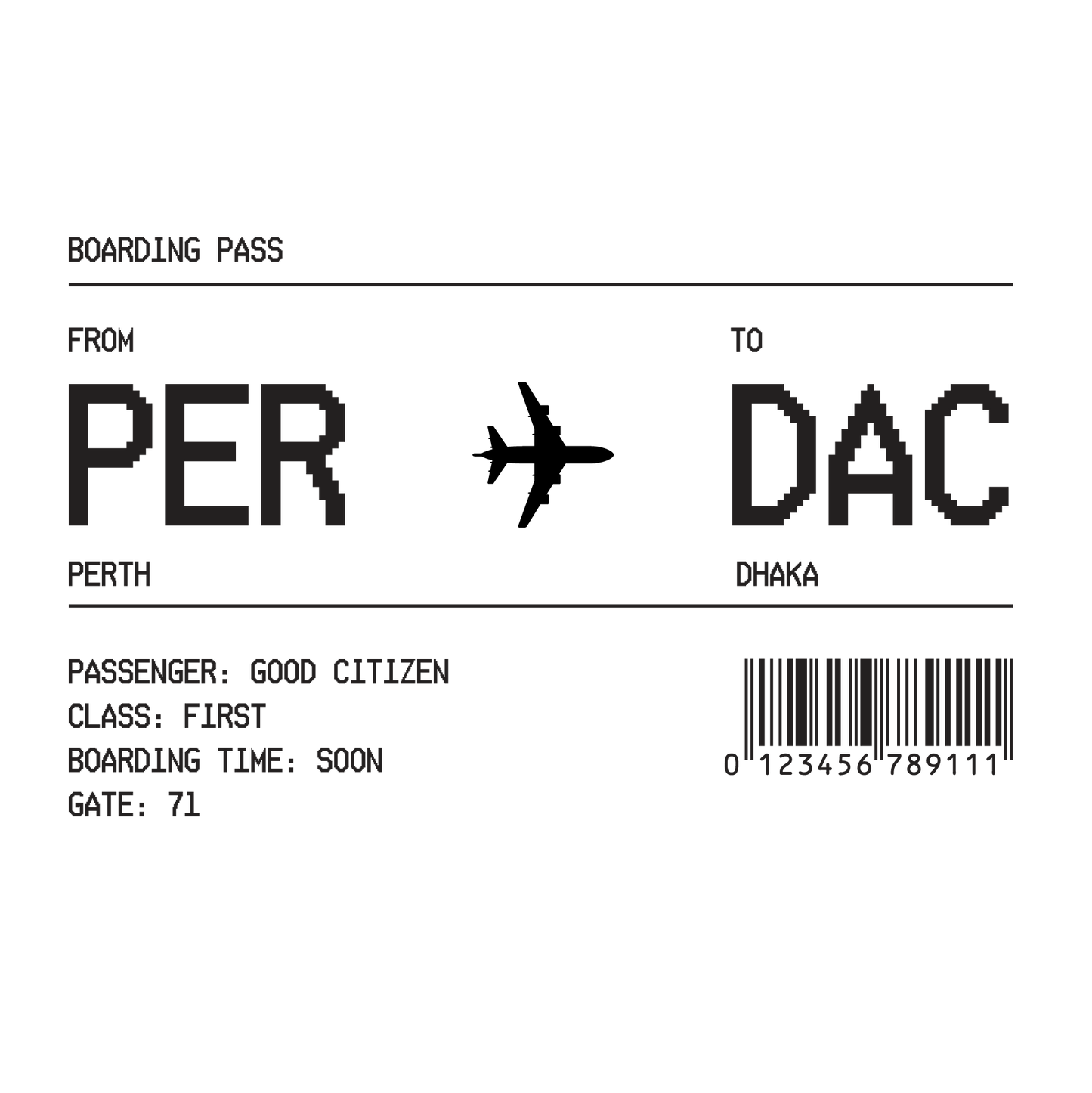 Boarding Pass PER to DAC